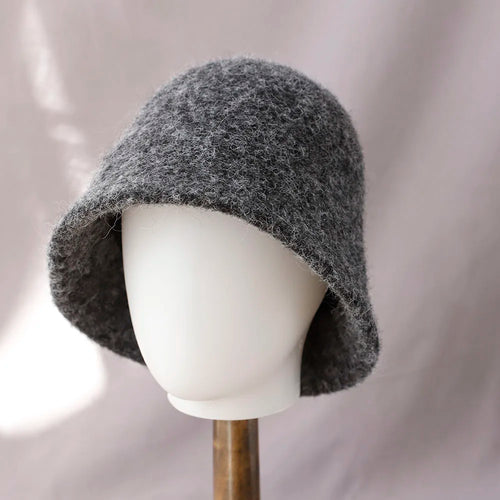 Wool Felt Bucket Hat for Women – Vintage Knit Winter Cap