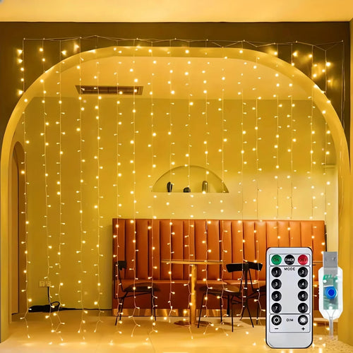 LED Curtain Fairy Lights with Remote Control – USB, Multiple Sizes & Colors