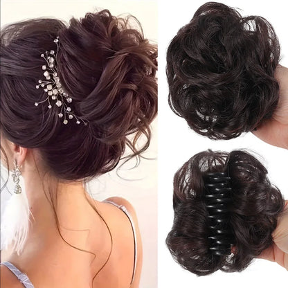 Claw Clip Messy Bun Hair Piece Curly Wavy Synthetic Updo Extension