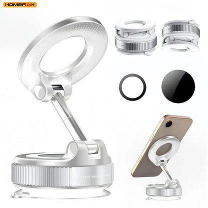 Magnetic Phone Holder with 3-Axis Rotation & Adjustable Suction Base