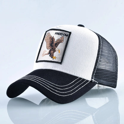 Unisex Embroidered Animal Patch Trucker Snapback Cap