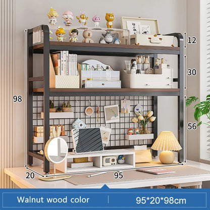 Multi-Layer Desktop Bookshelf with Wrought Iron Frame