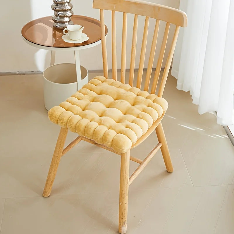 Biscuit Plush Chair Seat Cushion – Soft Tufted Seat Pad