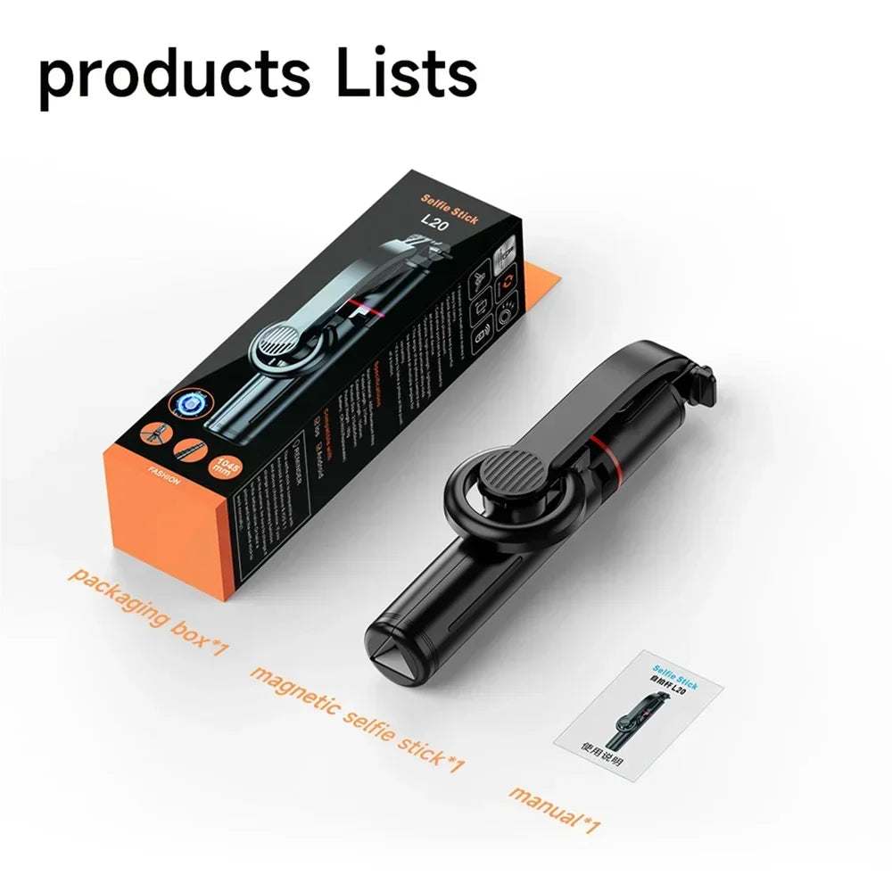 Magnetic Selfie Stick Tripod – MagSafe Compatible, Bluetooth Remote for iPhone
