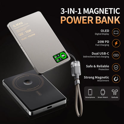 3-in-1 Magnetic Power Bank with Wireless Charging | 5000mAh & 10000mAh