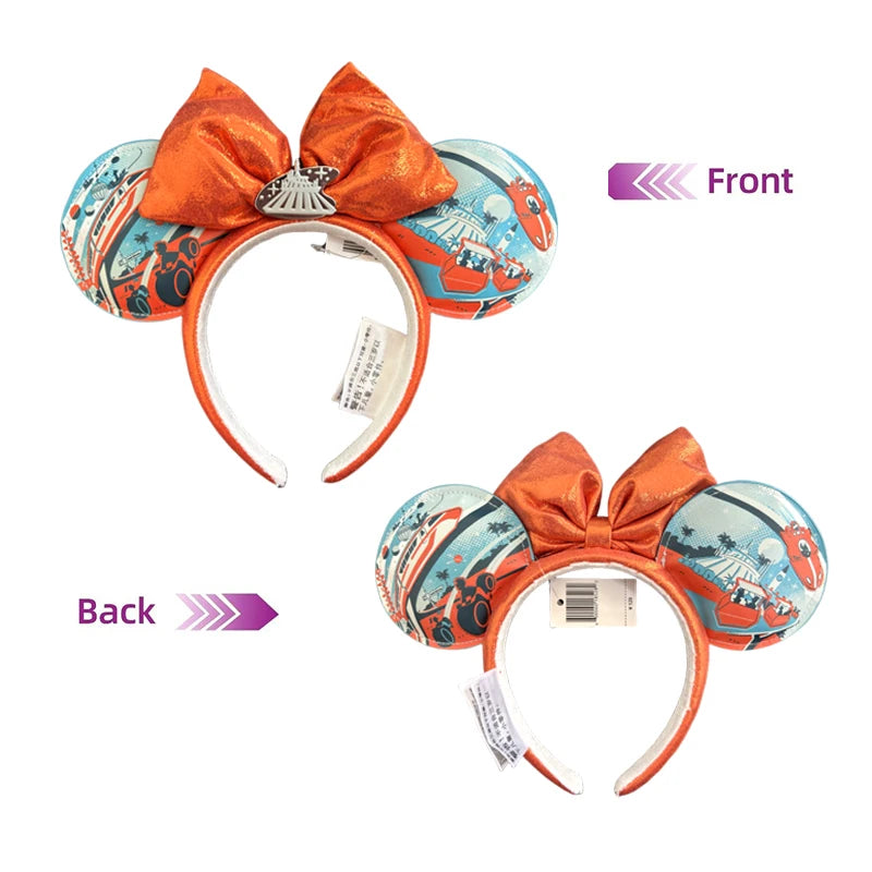 Disney Minnie Mouse Ear Headband with Bow – PU Leather Disneyland Ears
