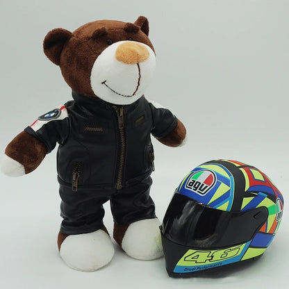 Motorcycle Helmet Teddy Bear Plush Toy – Kawaii Biker Bear Stuffed Animal Gift