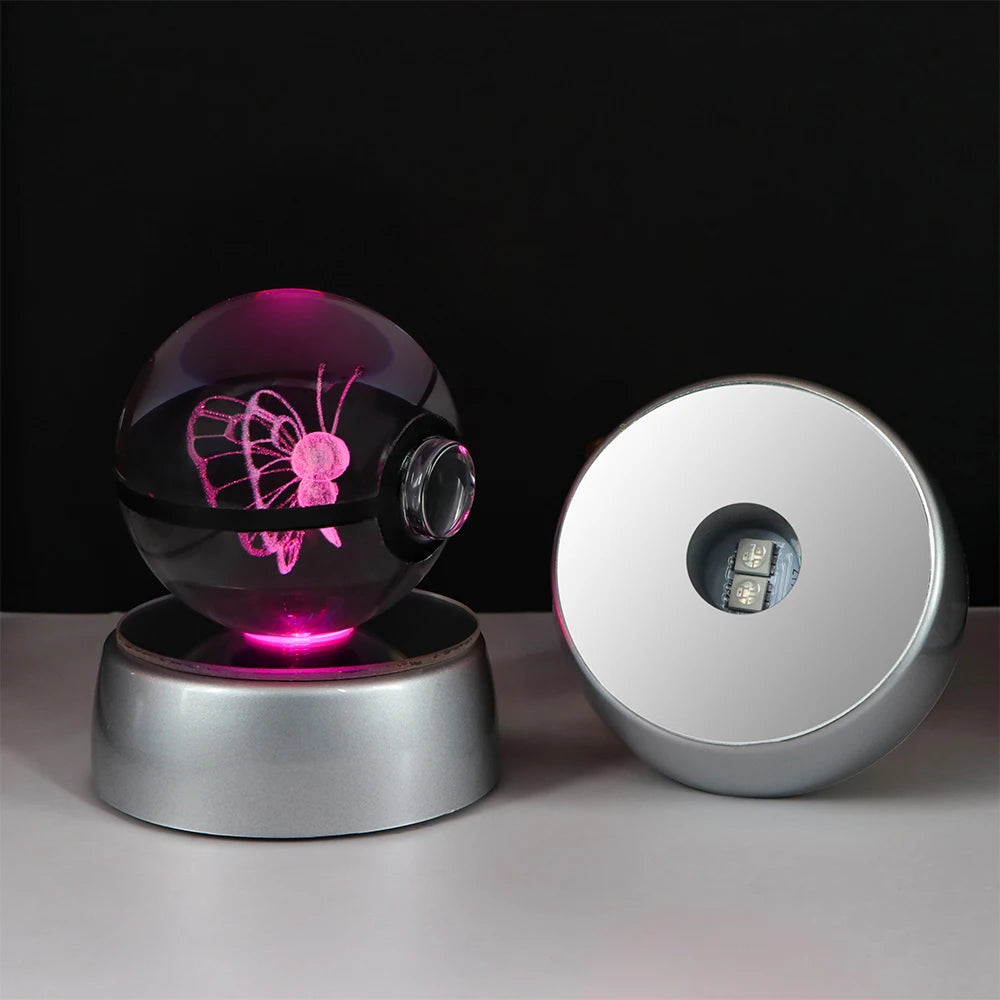Pokémon Pikachu and Charizard 3D Crystal Poké Ball with LED Base