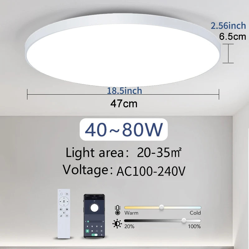 Smart LED Ceiling Light with Remote Control & Dimmer