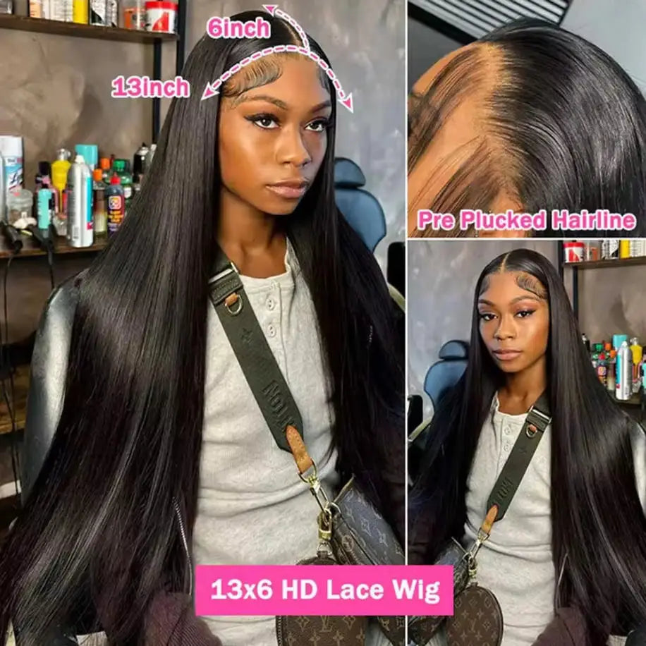 Bone Straight Human Hair Wig HD Lace 250% Density 13x4 13x6 5x5 Glueless