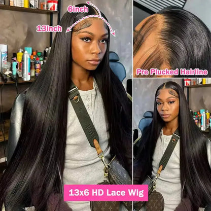 Bone Straight Human Hair Wig HD Lace 250% Density 13x4 13x6 5x5 Glueless