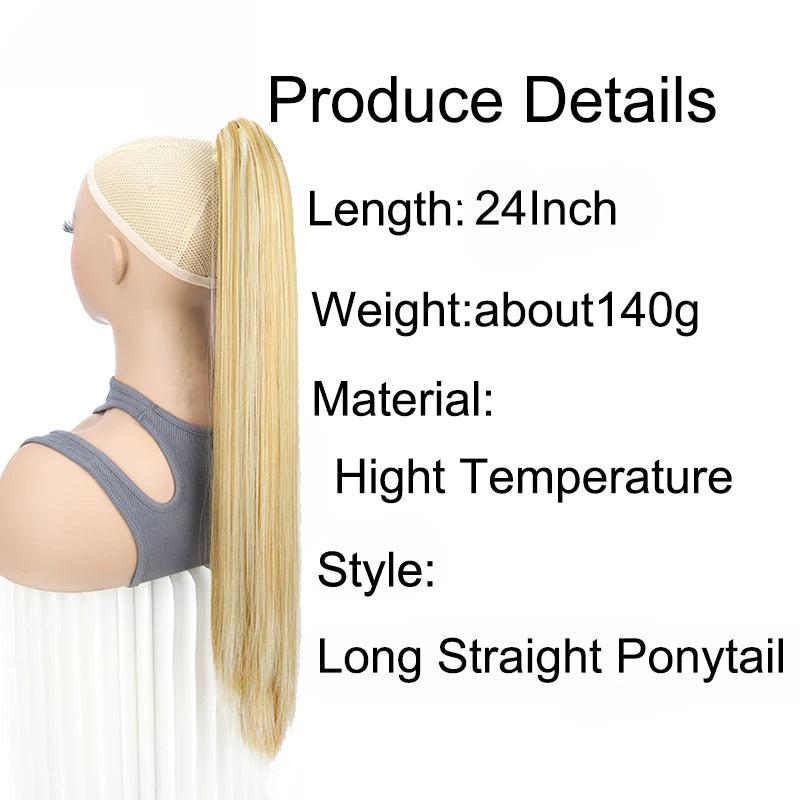 Claw Clip Ponytail Hair Extension – 24 Inch Long Straight Synthetic
