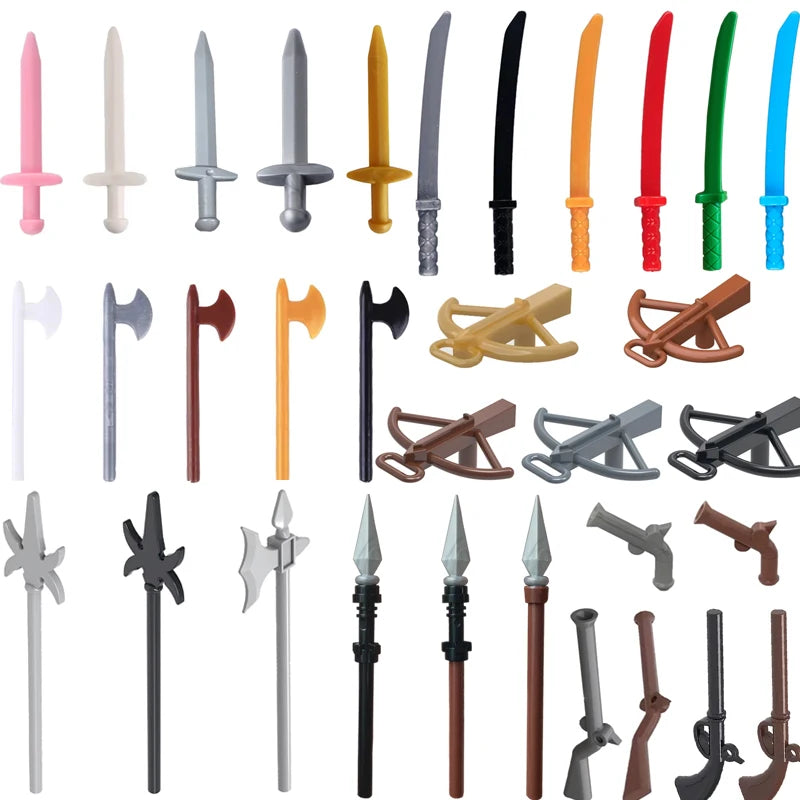 Medieval Military Building Blocks Parts – Castle Knights Weapons Accessories