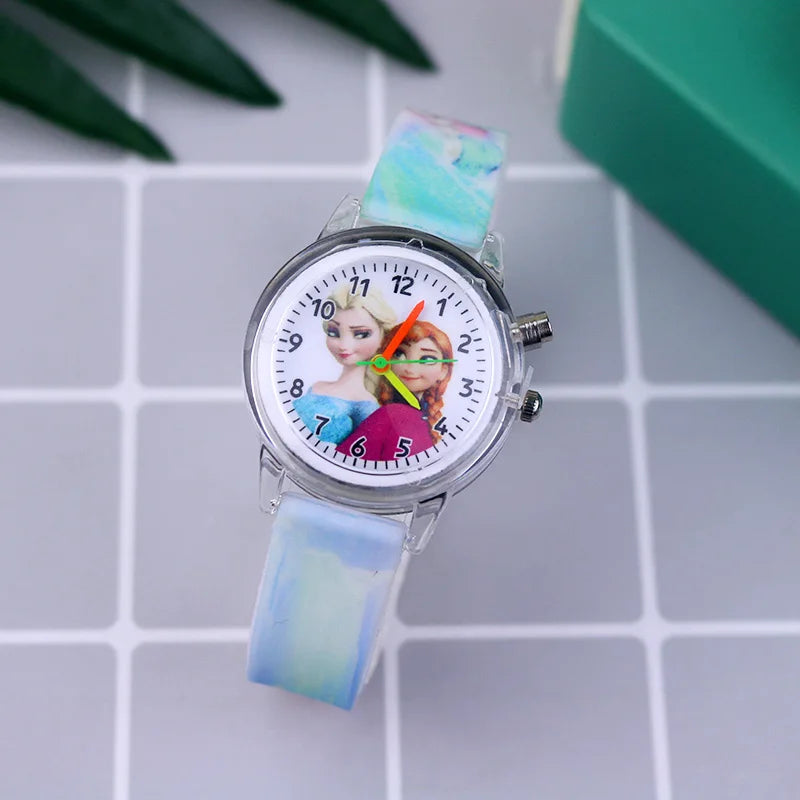Kids Frozen Elsa & Anna Light-Up Watch Girls Silicone Strap