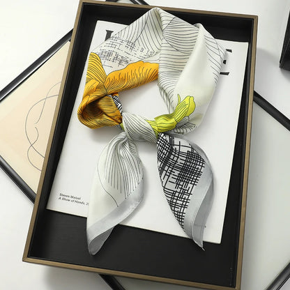 Silk Feel Square Scarf for Women – Satin Hair Wrap & Foulard Shawl