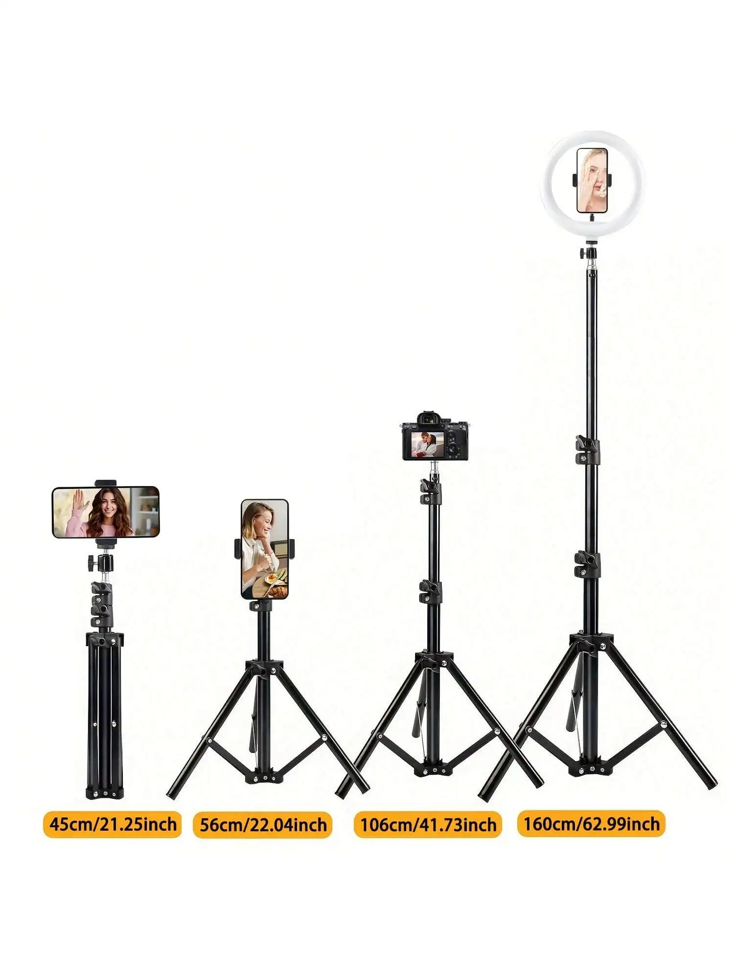 63-Inch Foldable Phone Tripod Stand with Phone Clip & Ball Head