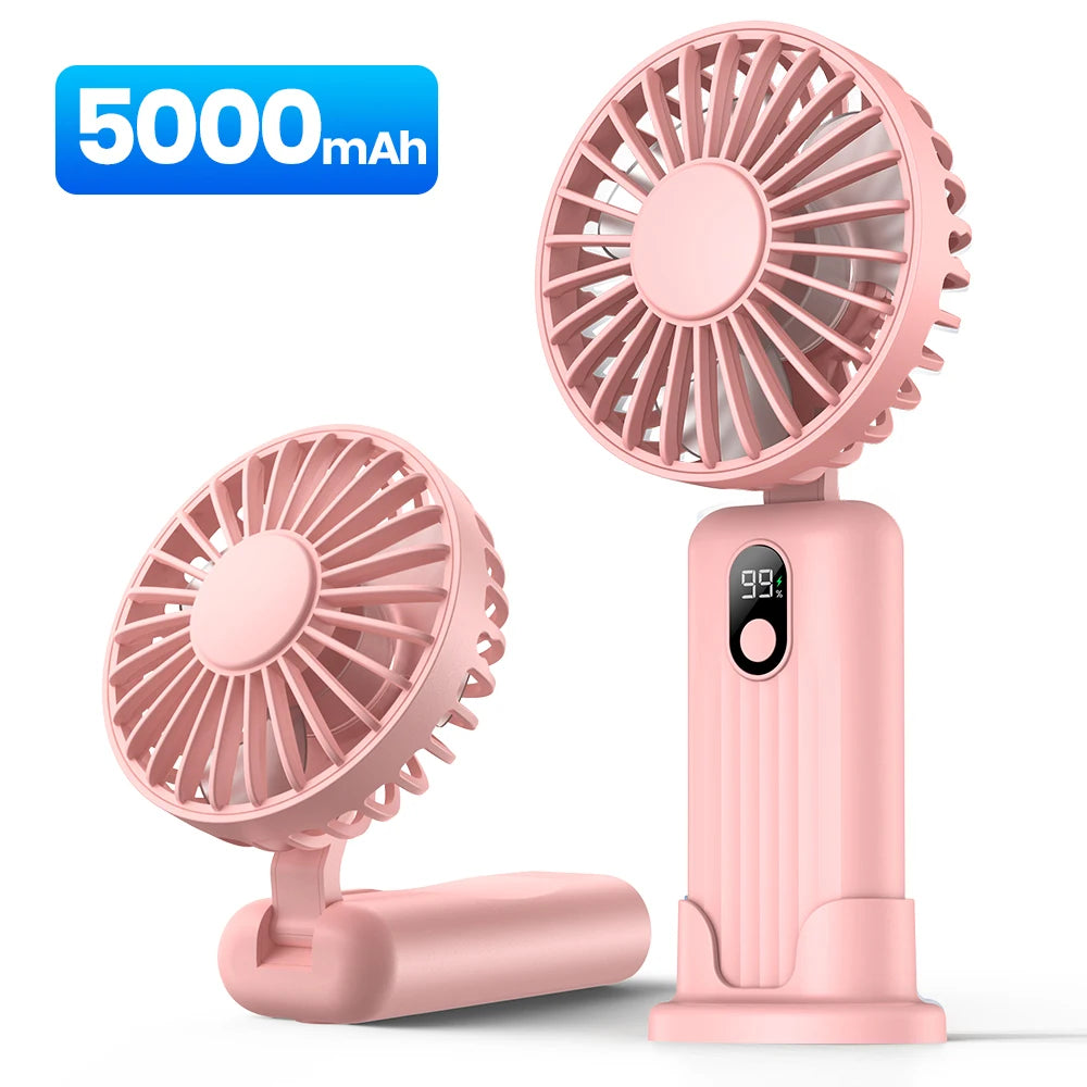 Portable Mini Fan 3-in-1 USB Rechargeable – Handheld, Neck & Desktop Stand Fan