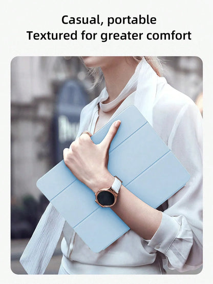 iPad Case with Pencil Slot - Soft Silicone Trifold Smart Cover