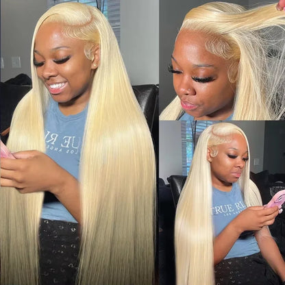 613 Blonde Straight Human Hair Wig – 13x6 & 13x7 HD Lace Front, 18–30 Inches
