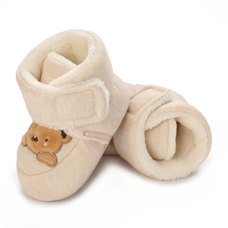 Baby Bear Booties – Soft Cotton First Walker Shoes 0-18 Months