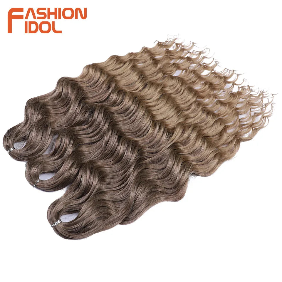 Deep Wave Braiding Hair Extensions 24 Inch – Synthetic Water Wave Crochet Hair