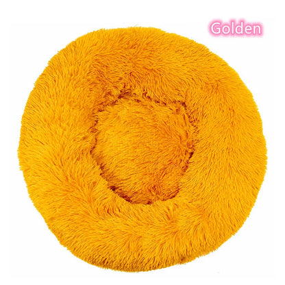 Calming Donut Cat Bed – Super Soft Plush Washable Pet Sleeping Cushion