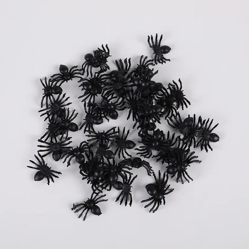 Plastic Mini Black Spiders Halloween Decoration (50/100pcs)