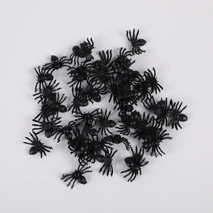 Plastic Mini Black Spiders Halloween Decoration (50/100pcs)