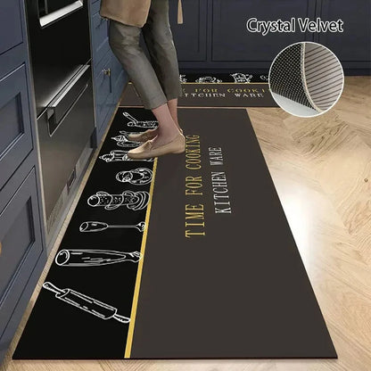 Non-Slip Kitchen Mat Set – Crystal Velvet Absorbent Rugs for Kitchen & Bathroom