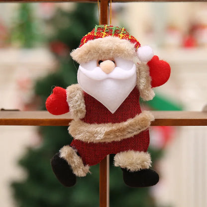 Christmas Plush Doll Ornaments 4-Piece Set - Santa, Snowman, Reindeer & Bear