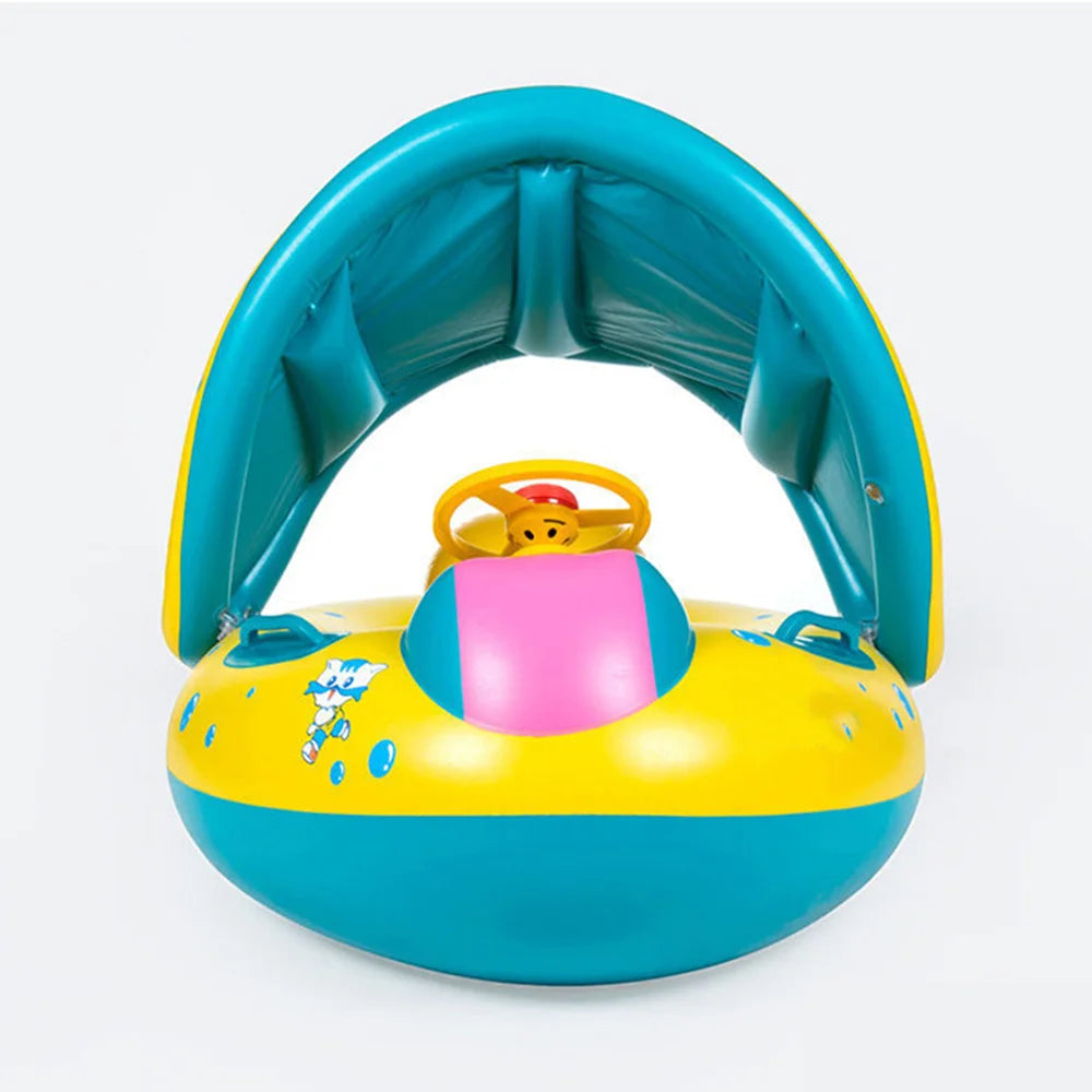 Baby Pool Float with Sunshade & Steering Wheel