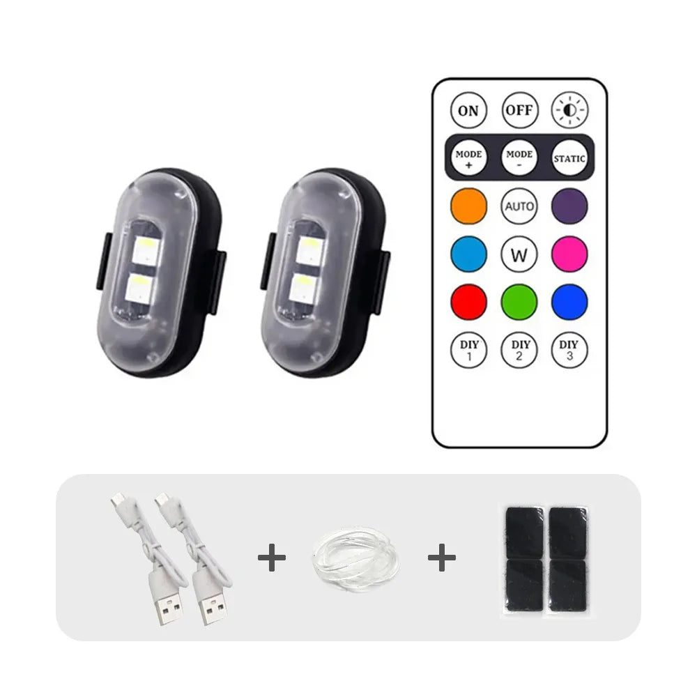 RGB LED Strobe Light with Remote – USB Rechargeable for Car, Bike & Motorcycle