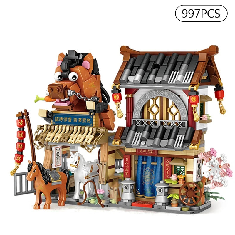 Street View Cafe Building Blocks Set – Cute Bear Coffee Shop Model