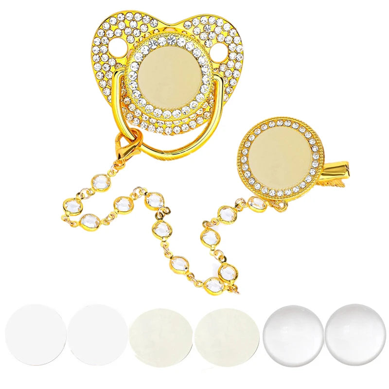 Luxury Bling Baby Pacifier & Clip Set – Personalized Newborn Dummy