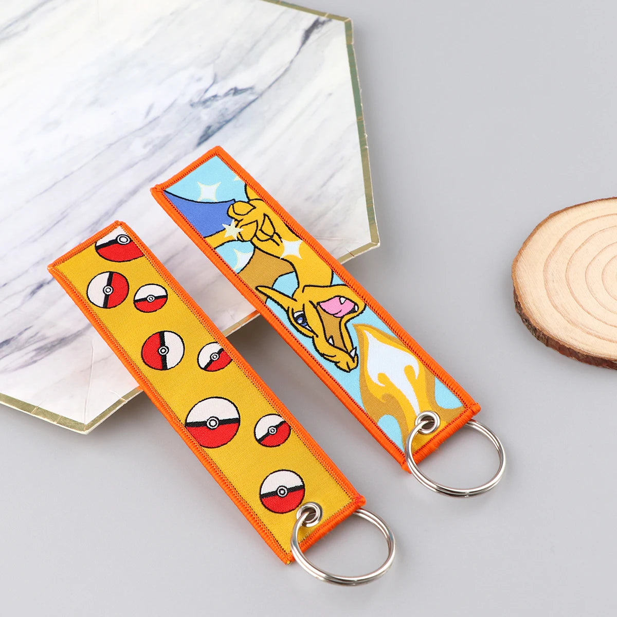 Anime Embroidered Keychain - Cute Cartoon Jet Tag Key Ring