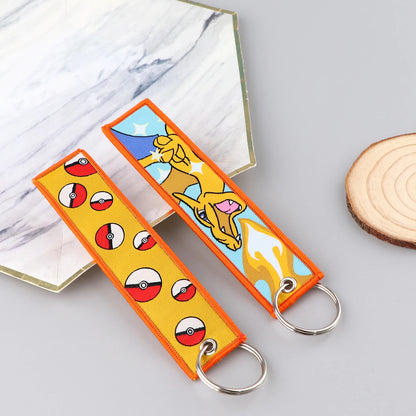 Anime Embroidered Keychain - Cute Cartoon Jet Tag Key Ring