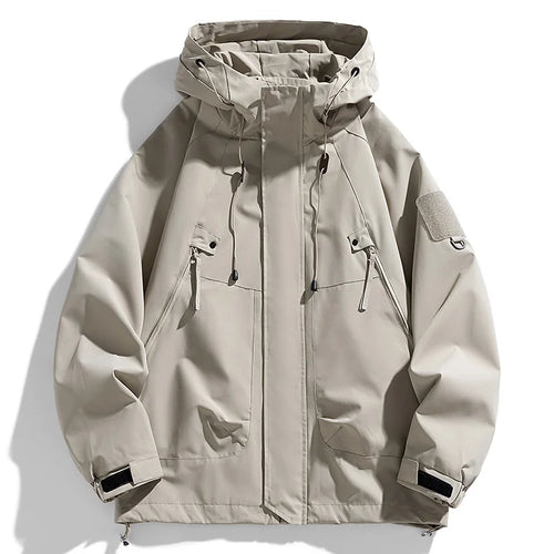 Men's Waterproof Hooded Windbreaker Jacket – Lightweight Cargo Coat