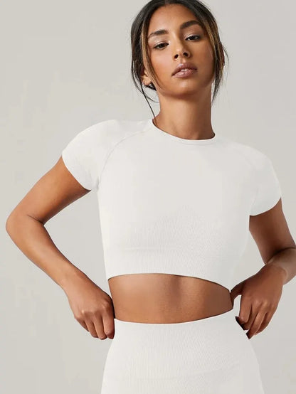Women's Seamless Short Sleeve Yoga Top – Quick-Dry Activewear