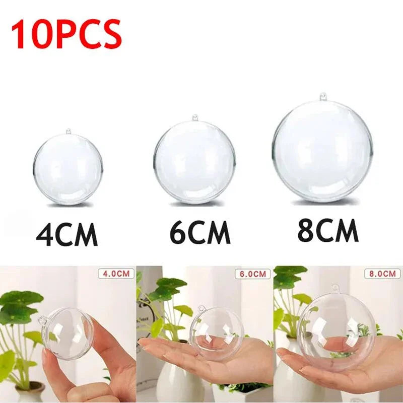 Clear Plastic Ball Ornaments Set of 10 – Fillable Christmas Baubles