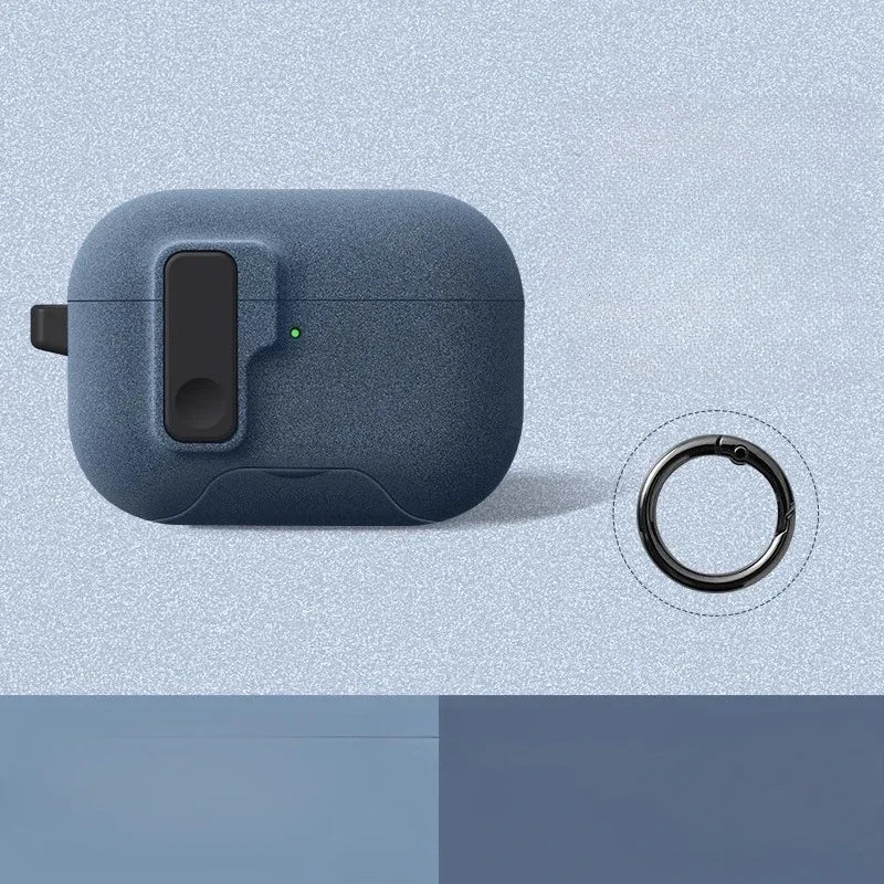 Magnetic Lock AirPods Case – Frosted Matte Cover with Carabiner & Strap