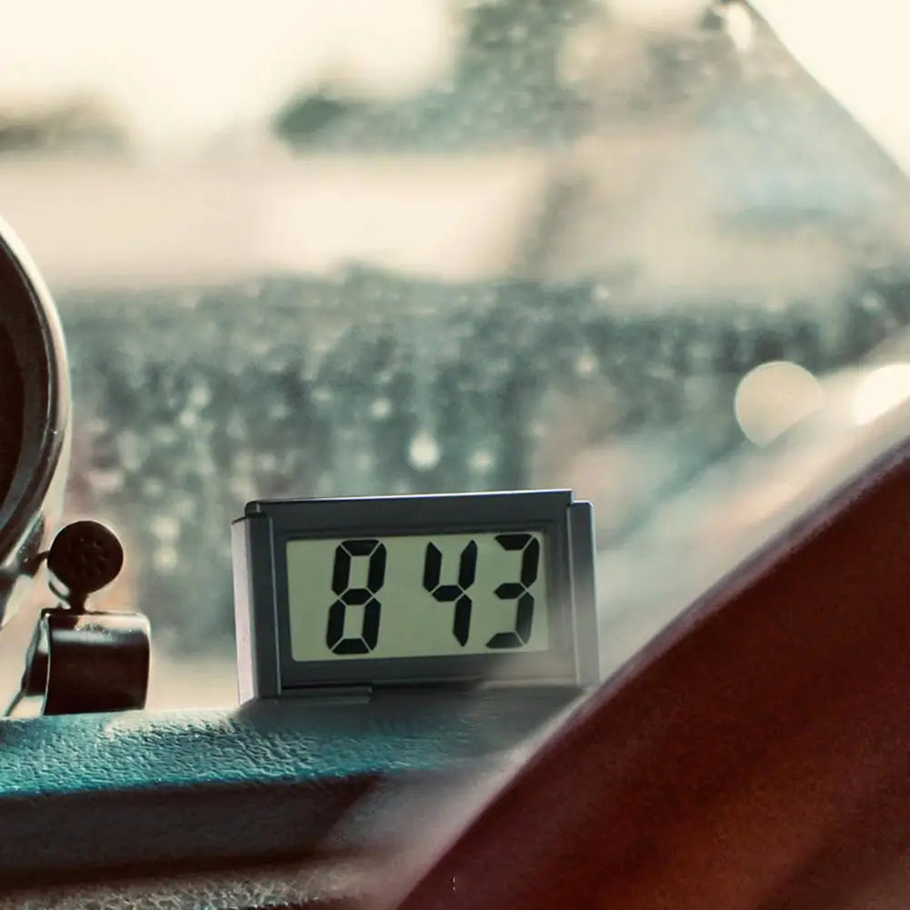 Mini Digital Clock for Car Dashboard – Large LCD Screen, Self-Adhesive