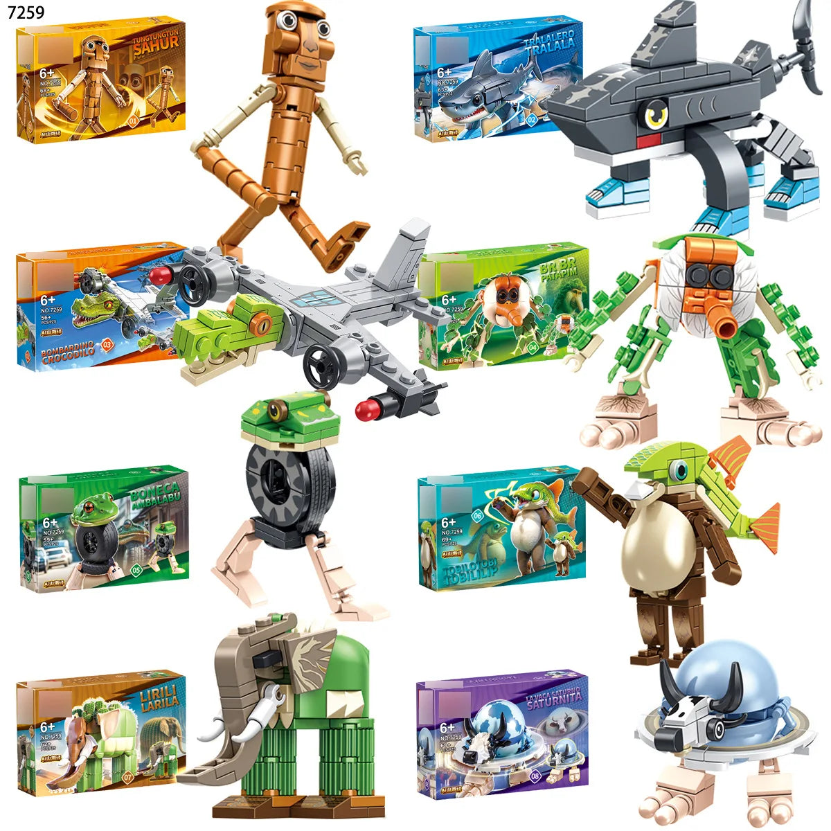 Italian Brainrot Building Blocks Set – Bombardino Crocodilo Brick Toy