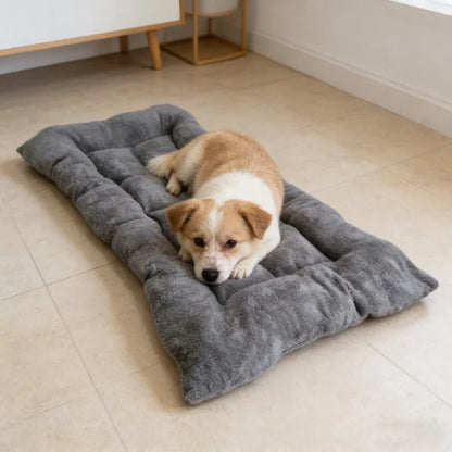 Plush Dog Bed Mat – Thickened Soft Polyester Crate Pad, S/M/L