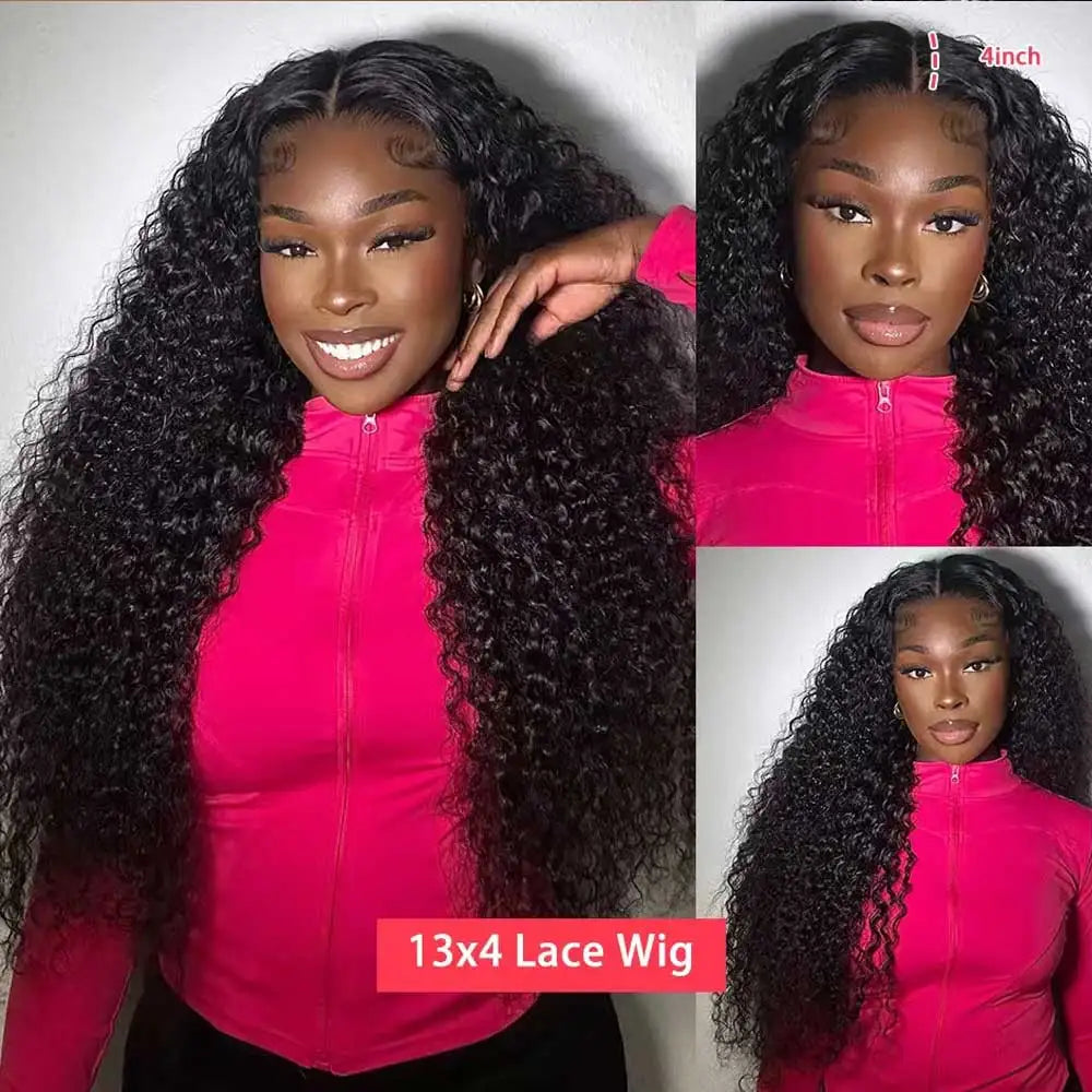 Deep Wave Lace Front Wig Human Hair 13x4 13x6 250% Density Brazilian Pre-Plucked