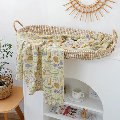 Muslin Swaddle Blanket 100% Cotton 2-Layer Baby Bath Towel Wrap