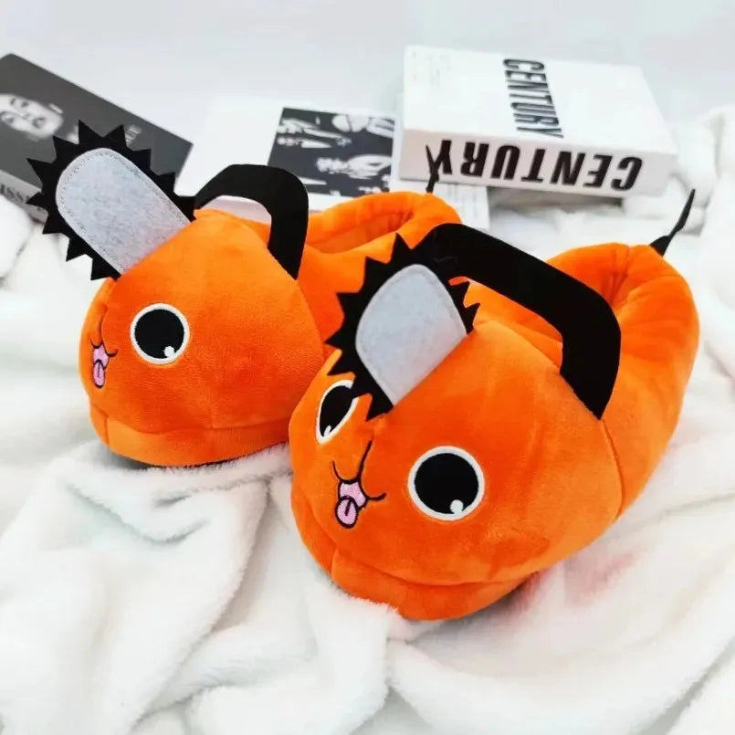 Pochita Plush Slippers – Chainsaw Man Anime Indoor Slippers