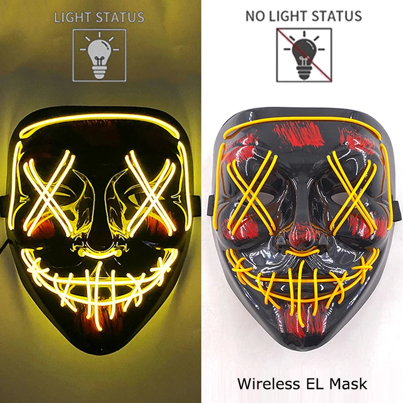 LED Purge Mask – Neon Glow Halloween Cosplay Mask