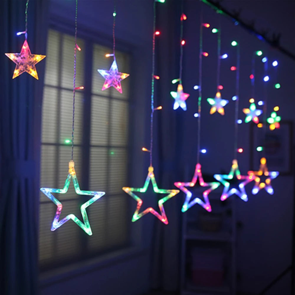 Star Curtain LED String Fairy Lights – 138 LEDs, 3.5M