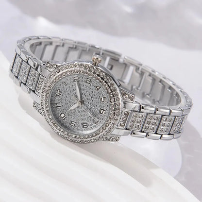 6-Piece Women's Luxury Rhinestone Watch & Jewelry Set