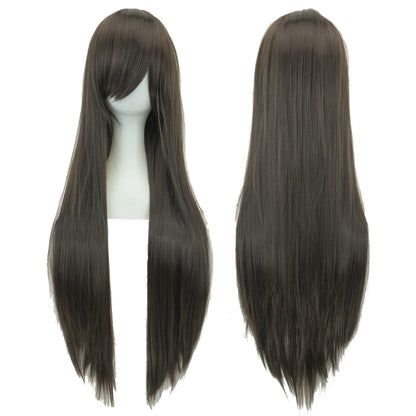 80cm Long Synthetic Cosplay Wig – Straight Hair, 36 Colors